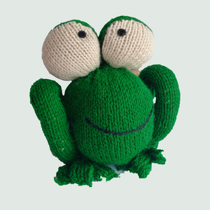 Frog Hand Knitted Stuffed/Plush/Soft Toy - Front View