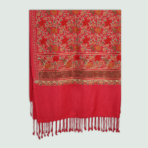Odhni Floral Motif - Embroidered - Multi color | Stoles & Shawls - Front View