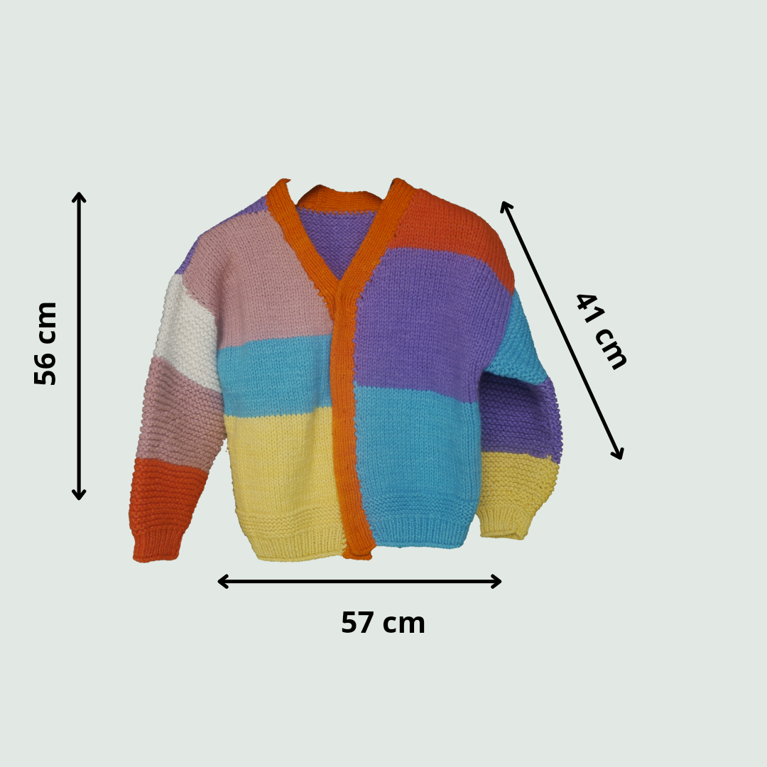 Rang Biranga Cardigan for women - Size Chart  56 cm X 57 cm