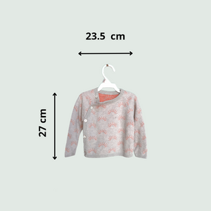 Pink Sunrise Angrakha Sweater for Baby - Front View - Size chart - 27 cm X 23.5 cm