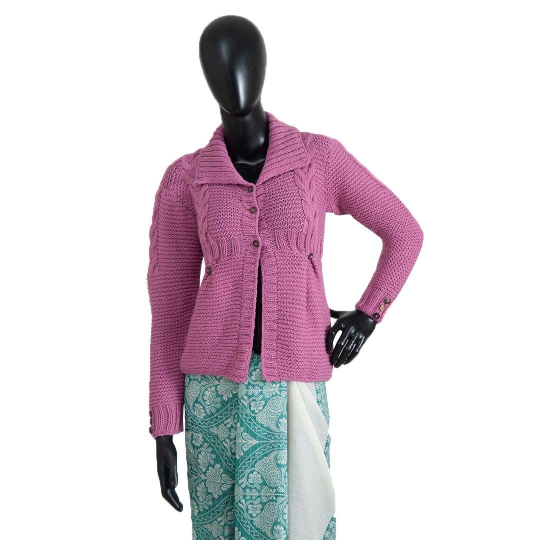 Organic Wool  |   Cardigan   | Mauve Pink