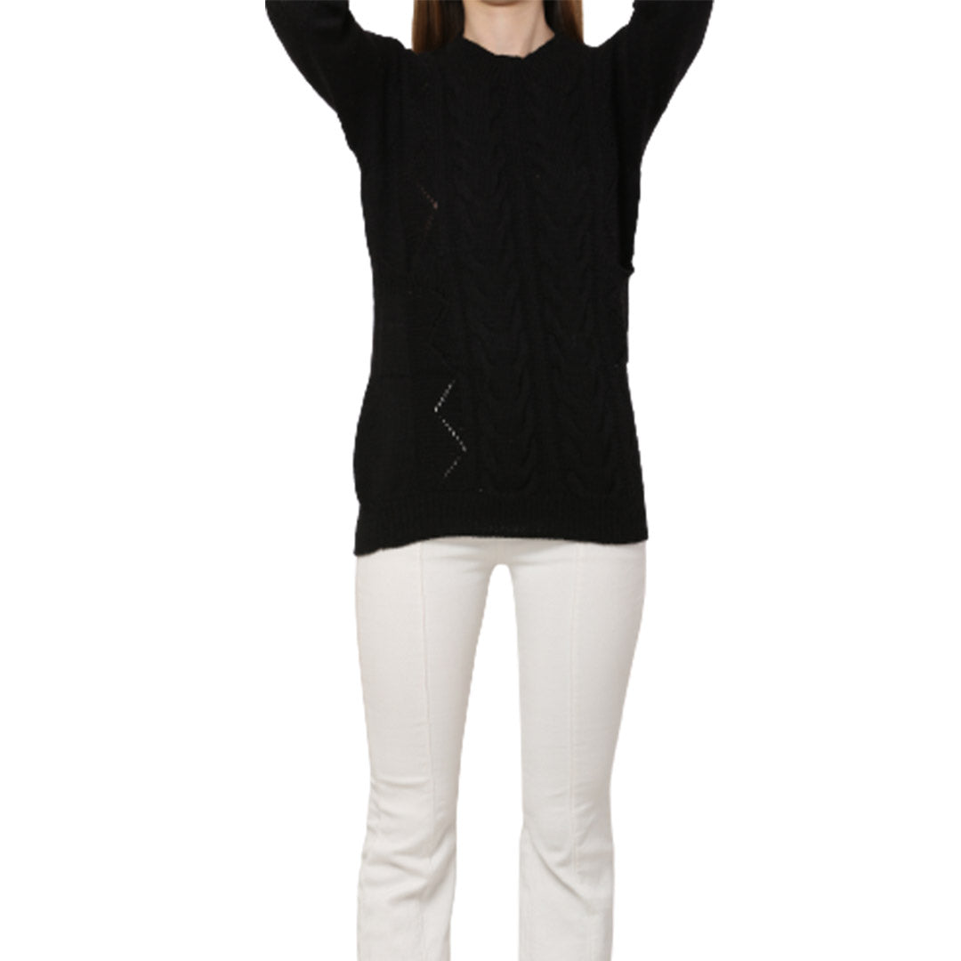 Organic Wool   |  Pullover  with 2 Pockets |  Black