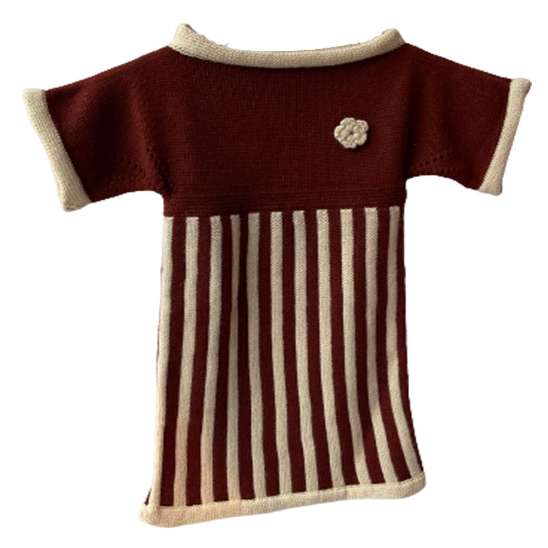 Frock Red Wine & White | For Baby Girl | 100% Organic Wool