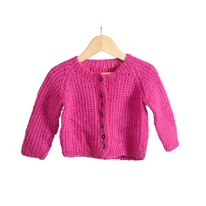 Cardigan Fuchsia Fedora | 100% Organic Wool | For Women | Size- 12 Month