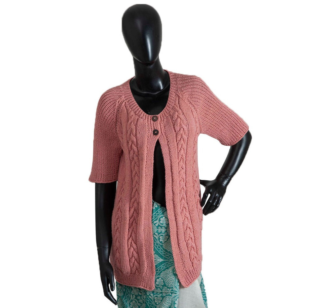 Organic Wool |  Cardigan | Dark Salmon