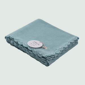 Baby Blue Knitted AC Blanket/Quilt for Baby - Top View