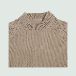 Pullover Round Neck -Beige | For Men | 100% Organic Wool - Mojopanda Organic Store