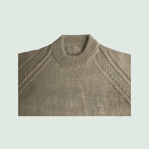 Pullover Round Neck -Beige | For Men | 100% Organic Wool - Mojopanda Organic Store
