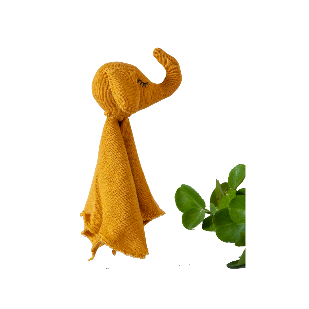 Elephant Comforter Mustard Stuffed Baby/Plush/Soft Toy  | 100% Organic cotton