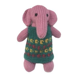 Pink Elephant Hand Knitted Stuffed/Plush/Soft Toy | 100% Organic | Health-pro - Mojopanda Organic Store