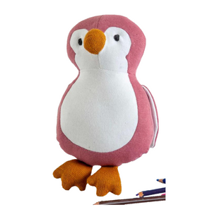 Bucky - The Penguin Knitted Pink, white & Orange Stuffed/Plush/Baby/Soft Toy | 100% Premium Cotton