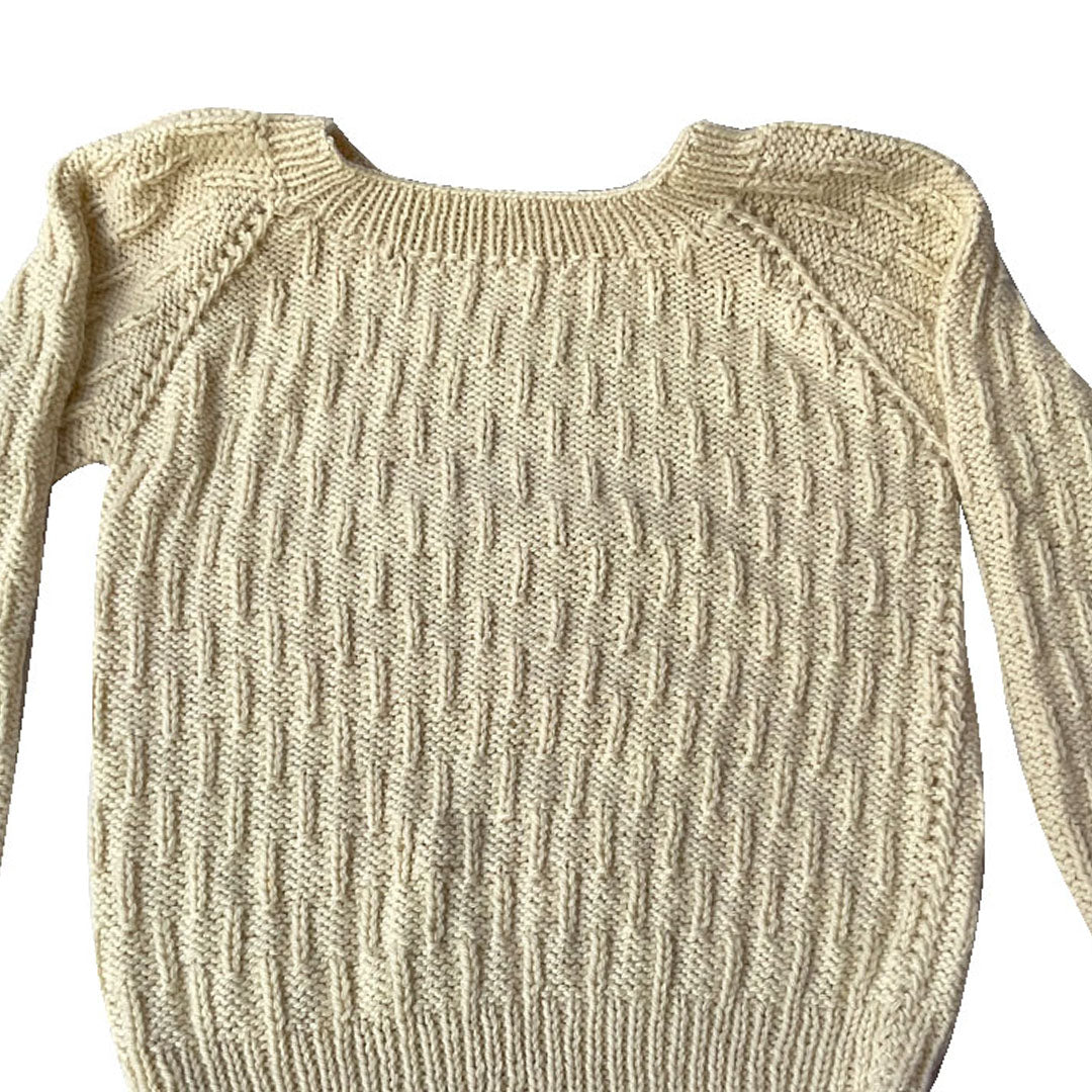 Organic Wool | Pullover | Ivory | Classic Rose | Size- 8-9 years