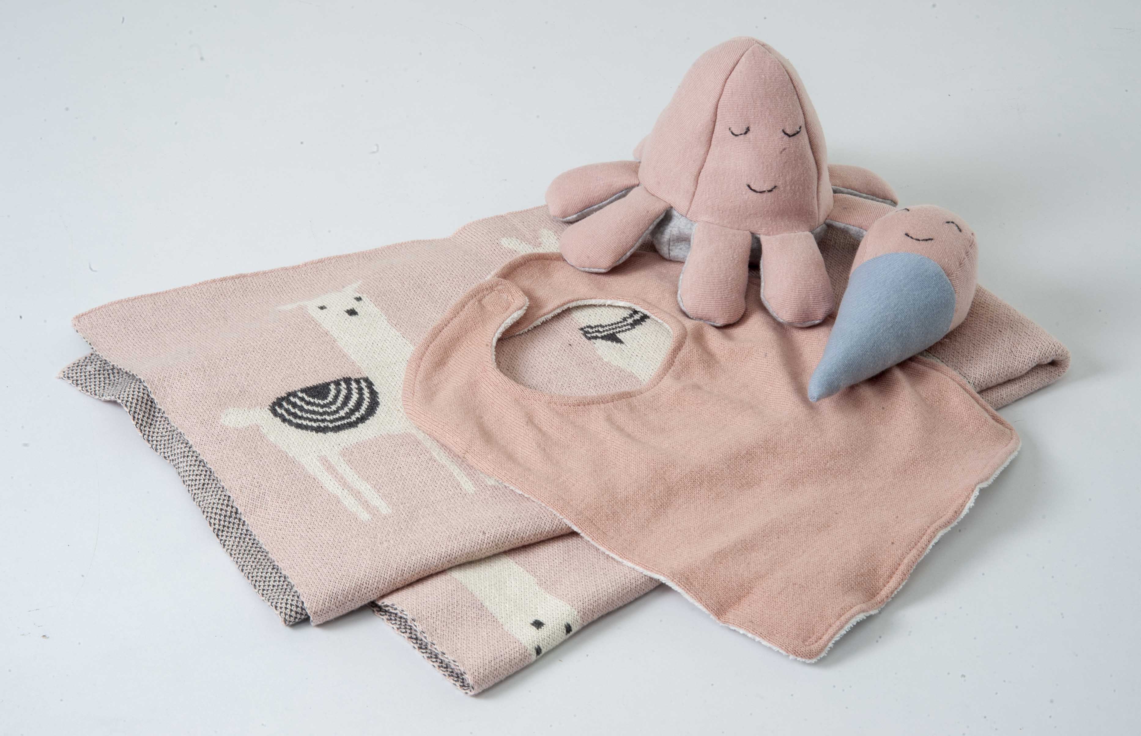 Gift Set of 4 (Blanket with Muslin Bib, Octopus, Ice Cream) | 100% Organic Cotton