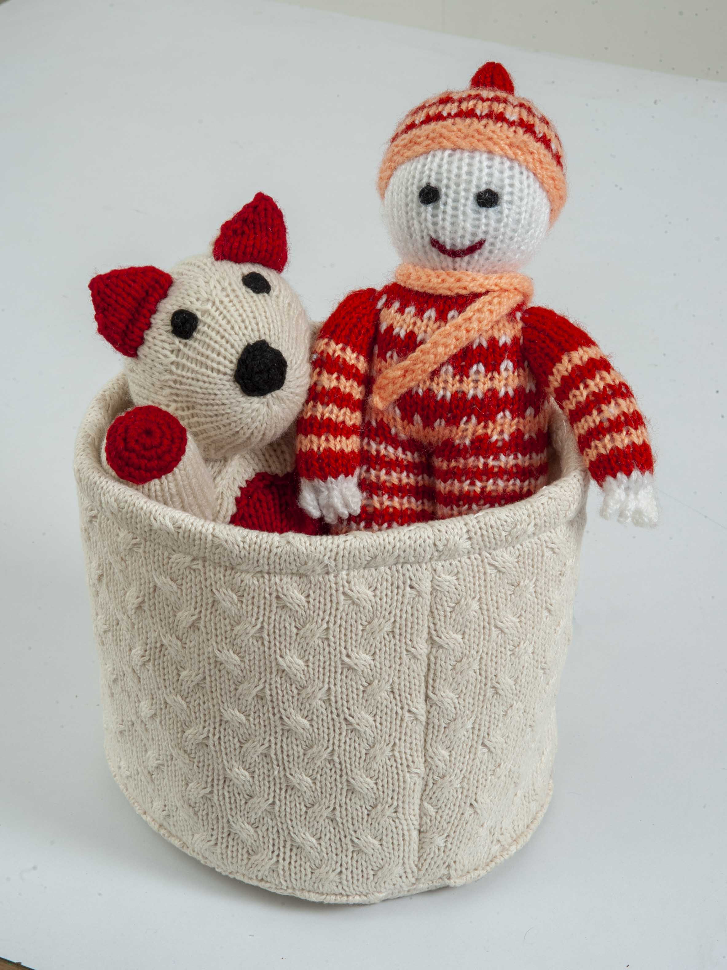 Gift Set of 3 (Basket, Doll, Panda Bear) | 100% Organic Wool