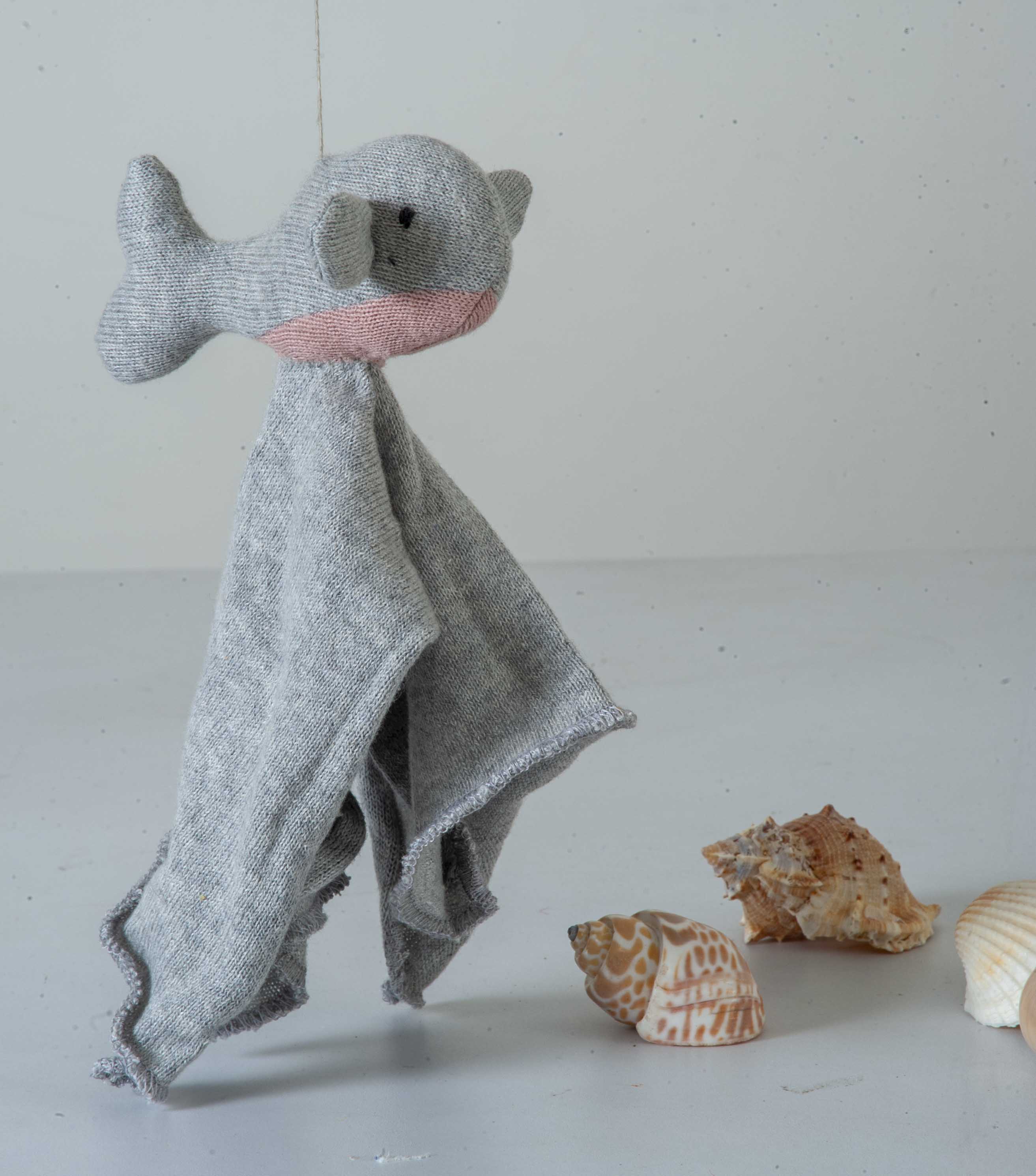Dolphin Comforter Light Grey & Pink Stuffed Baby /Plush/Soft Toy | 100% Organic cotton