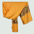 Yellow Patterned Odhni | Stoles & Shawls - Front View