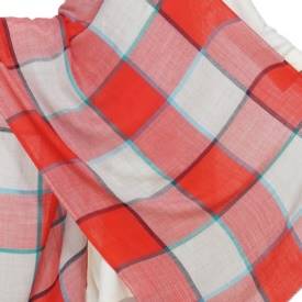 Red Checker Traditional Stole | 100% Wool - Mojopanda Organic Store