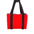 Red & Black - Hand knitted Blended  wool  Bag -Felt  lining Inside