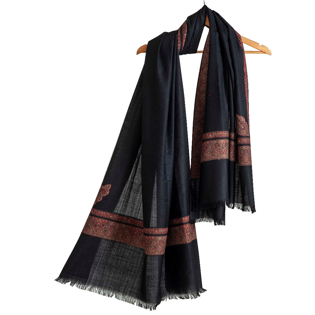 Woolen Stoles & Shawls | Black & Multi | 70x200 CM |