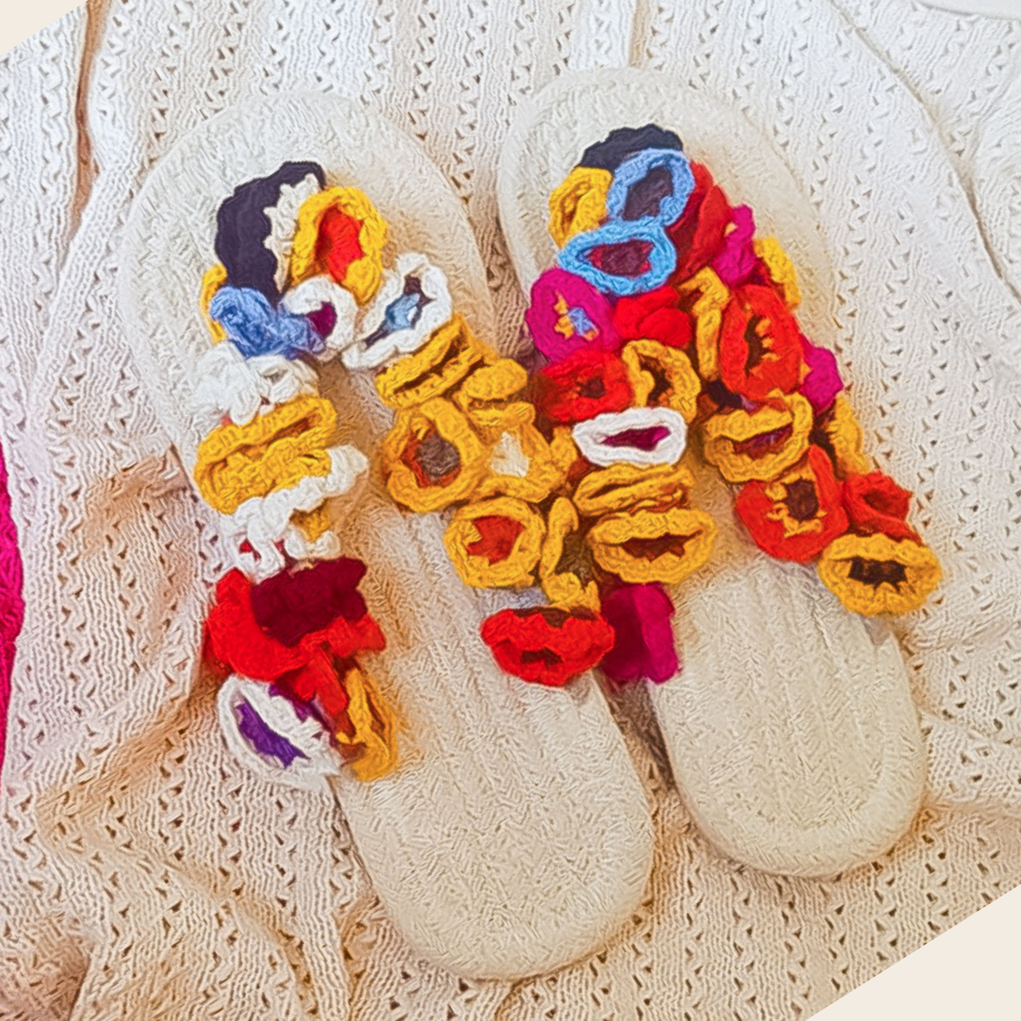 Cozy Heart Bundle – Handmade Wool Slippers, Face Mask & Soft Toy