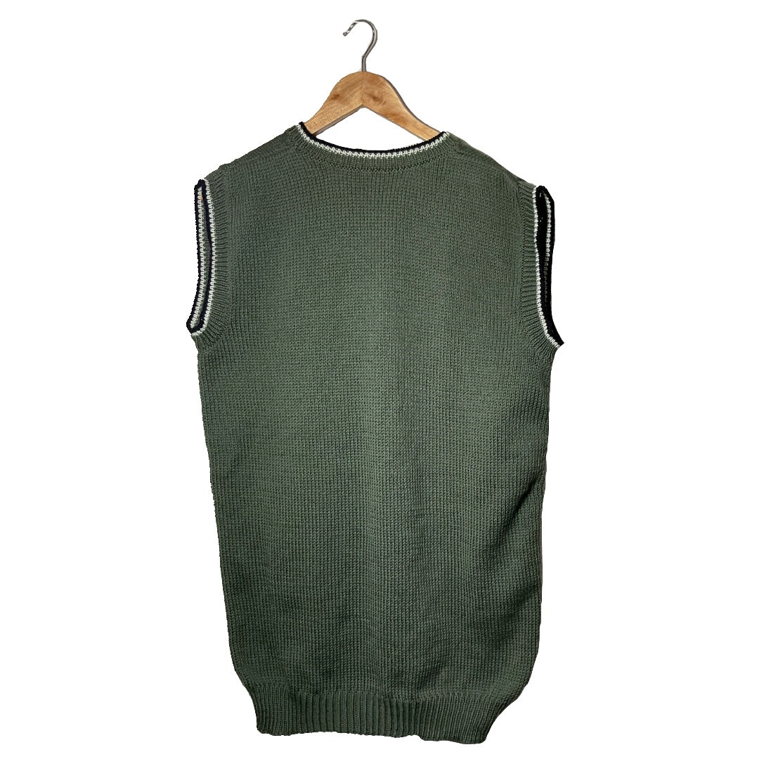 Pullover  V - Neck  Half  Sleeve - Dark olive , ivory , Black  |  For  Men  |  100% Organic Wool