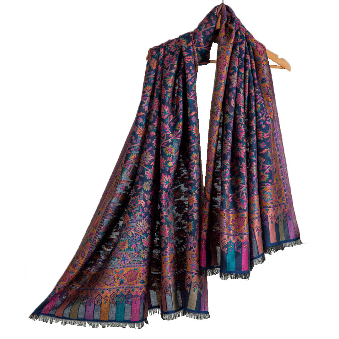 Woolen Stoles & Shawls | Floral Motif |  Pink  & Multi  | 100x210 CM |