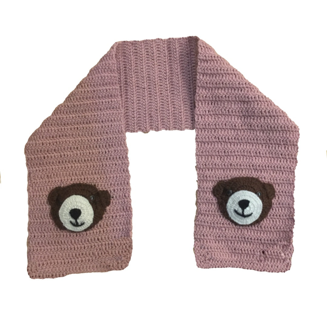 Cardigan with Bear muffler | Hand Knit 100% Wool | Size-2 years