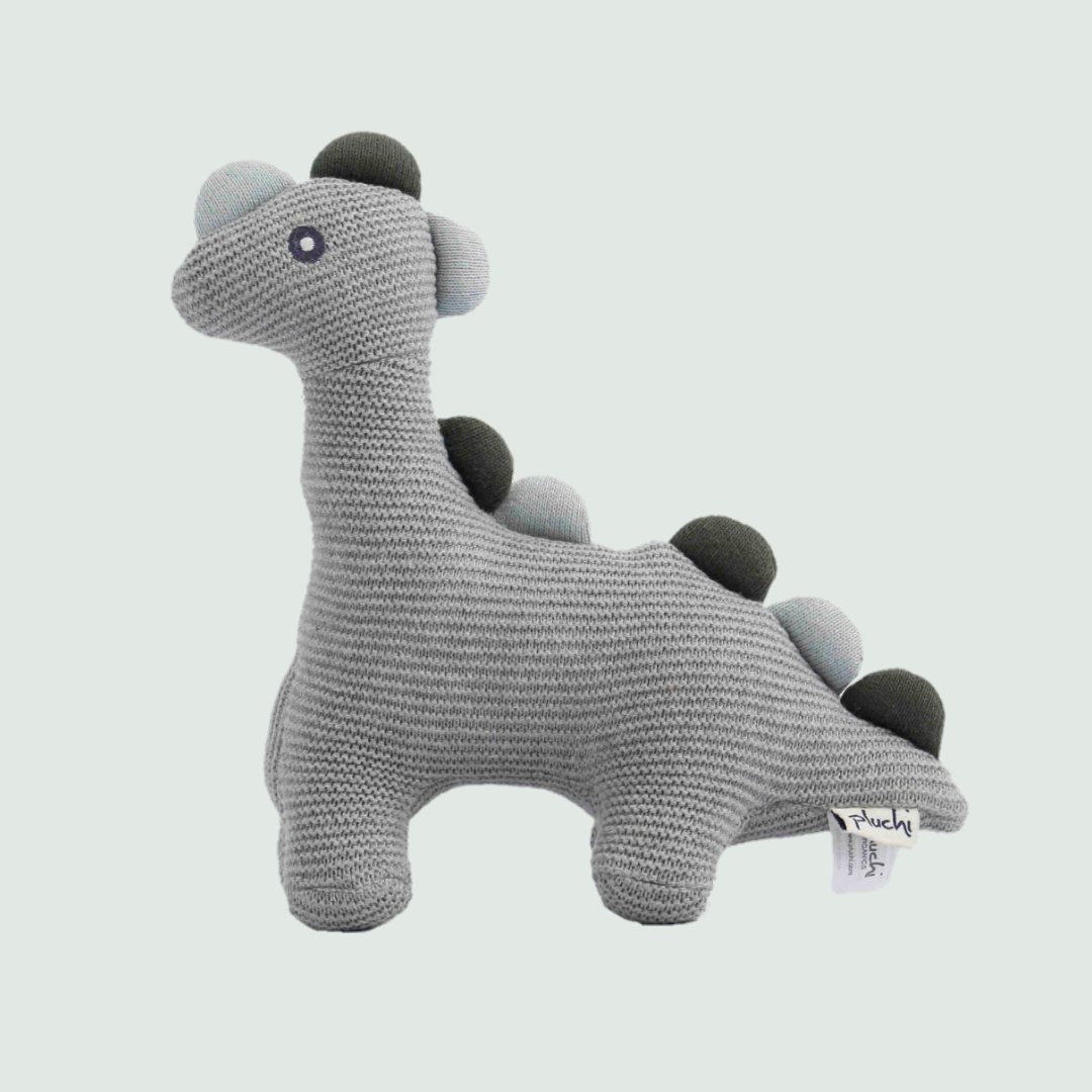 Little Dino - Hand Knitted Stuffed/Plush/Soft Toy - Side View