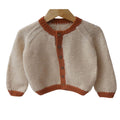 Cardigan ivory  & Rust  |  For Girl and Baby Boy  |  100% Organic Wool | Size-18 Month