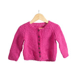 Cardigan Fuchsia Fedora | 100% Organic Wool | For Women | Size- 12 Month