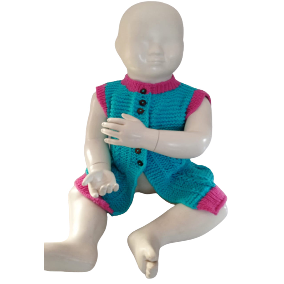 Frock Easter Blue & Pink   | 100% Organic Wool