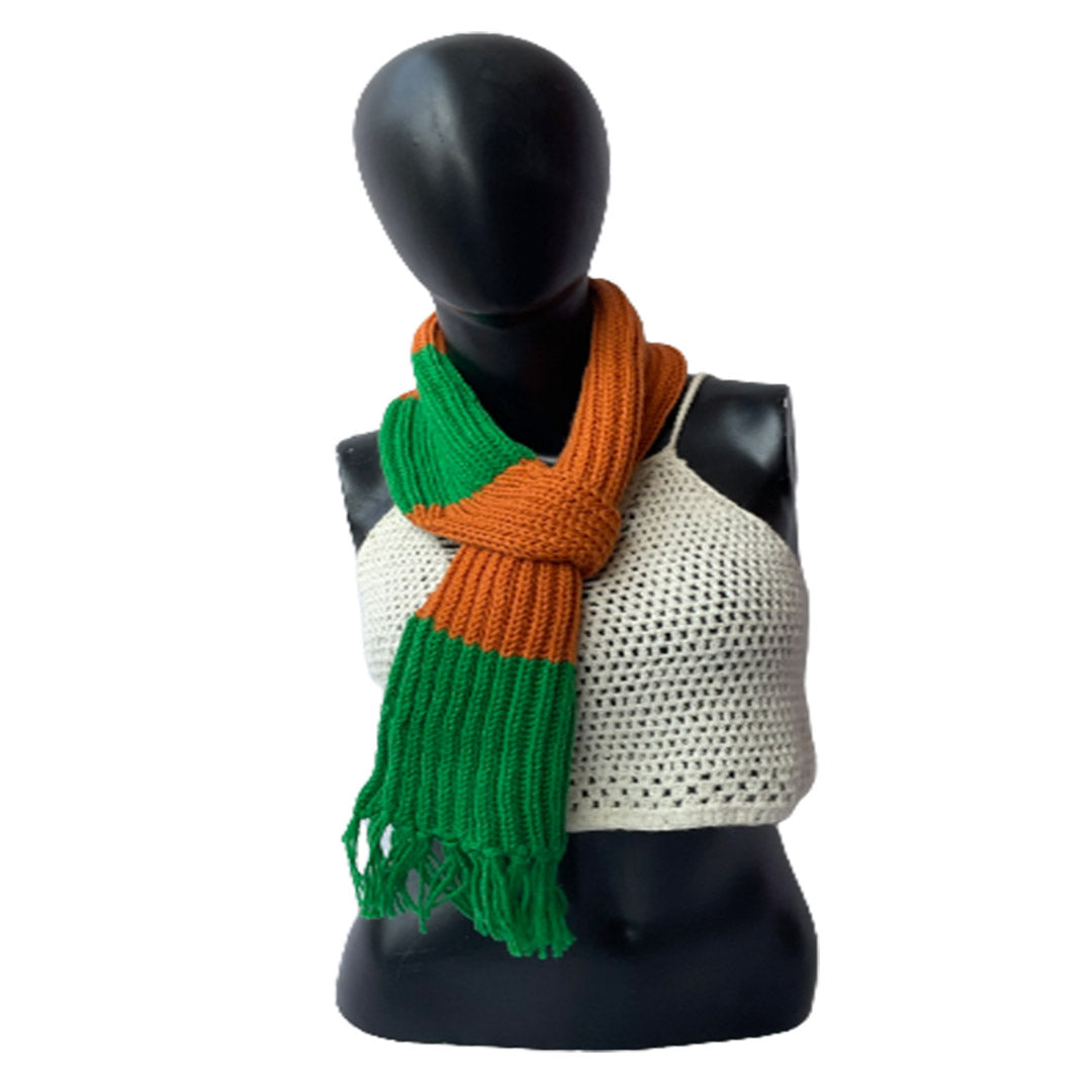 Mufflers & Neck Warmer |Tomato Cream  & Green Scarf| 100% Premium Wool | For Men & Women
