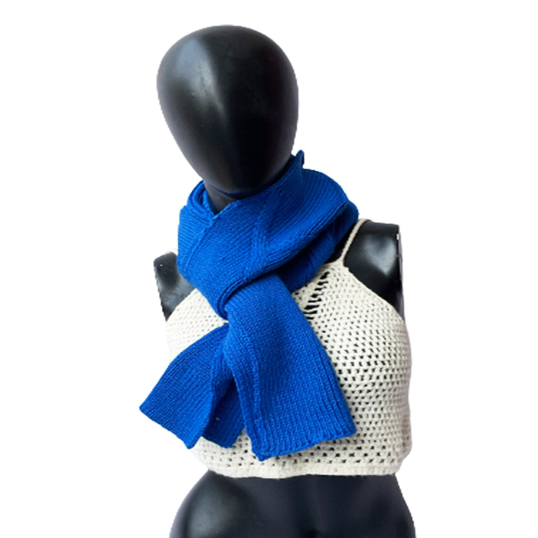 Mufflers & Neck Warmer | Mid Blue | 100% Premium Wool | For Men & Women