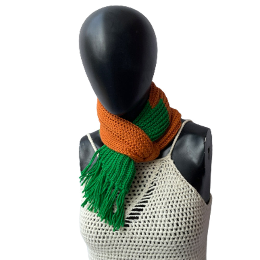 Mufflers & Neck Warmer |Tomato Cream  & Green Scarf| 100% Premium Wool | For Men & Women
