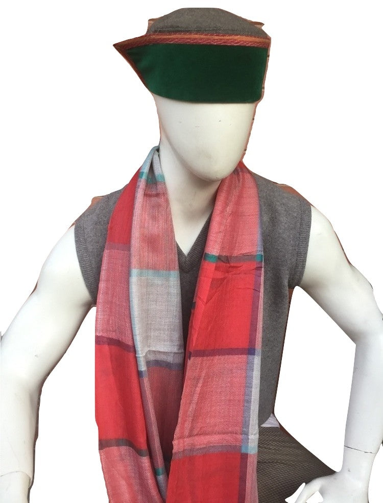 Red Check Stole for Men | 100% Organic Wool - Mojopanda Organic  Store